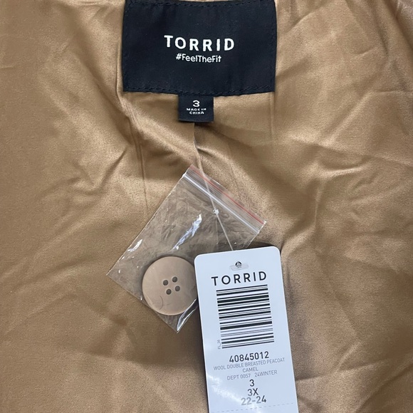 Torrid Tan Double-Breasted Pea Coat brand new size 3 3XL 22-24 - Picture 9 of 11